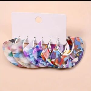 NWOT 3 Bundle Delicate Hoop Earrings Geometric C Shaped